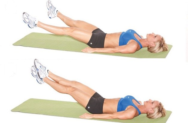 Abdominal muscle workout for women. Lower press exercises