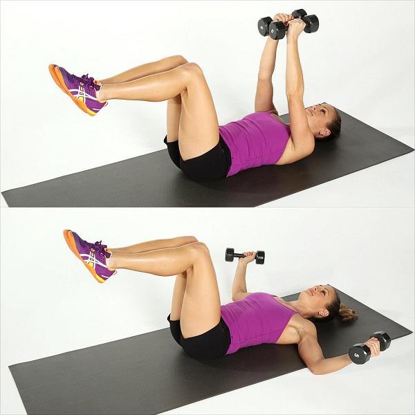 Exercises with dumbbells for women, girls for the back, arms, chest muscles, buttocks, abs, at home for beginners