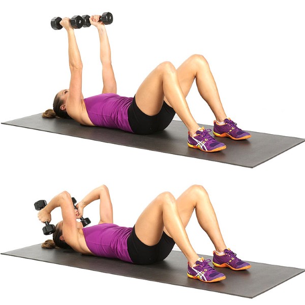 Exercises with dumbbells for women, girls for the back, arms, chest muscles, buttocks, abs, at home for beginners