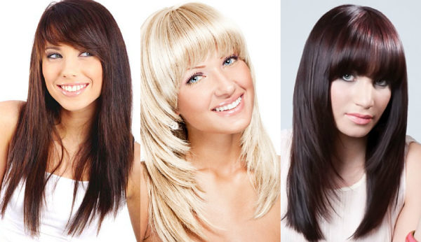 Haircuts for long hair with bangs. Beautiful female hairstyles for an oval, round face, who are over 30. Photo