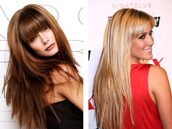 Haircuts for long hair with bangs. Beautiful female hairstyles for an oval, round face, who are over 30. Photo