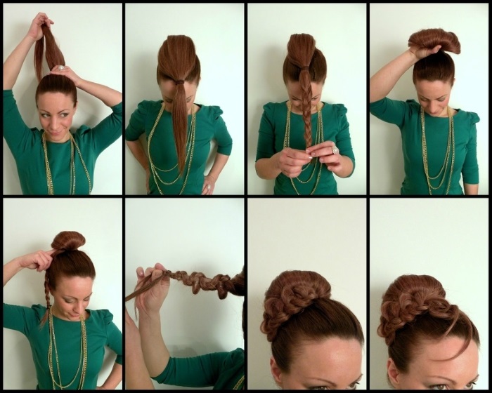 Bundle with a donut for long, medium, short hair. How to make a beautiful bundle. Photo, video