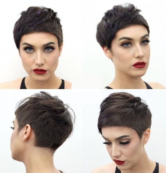 Pixie haircut for short and medium hair for women. Photo, front and back views, a diagram of how to cut, who suits