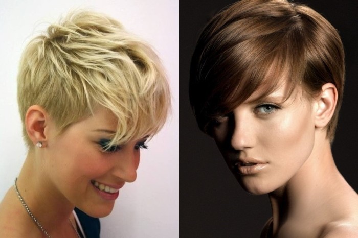 Pixie haircut for short and medium hair for women. Photo, front and back views, a diagram of how to cut, who suits