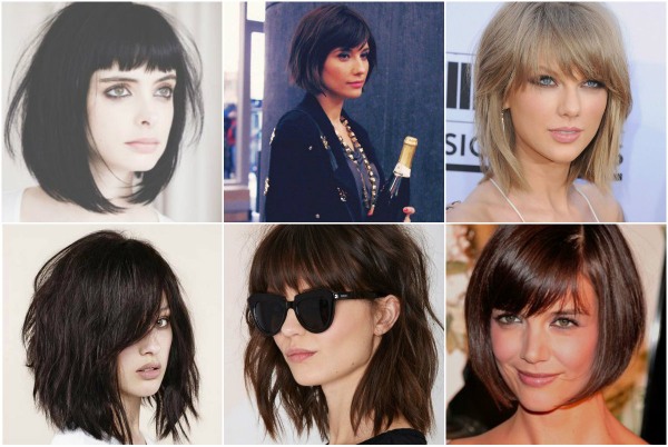 Bob haircut for short hair photo, front and back view. Bob bob with lengthening, bangs