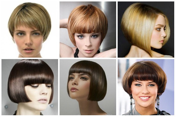 Bob haircut for short hair photo, front and back view. Bob bob with lengthening, bangs