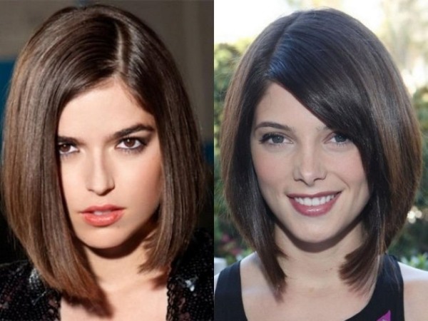 Haircut bob for short hair, bob bob, bob cascade, for lengthening, with bangs, on a leg, graduated. A photo