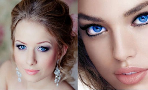 Makeup for blue eyes and light brown hair for every day and celebration. Step-by-step instructions for performing with a photo