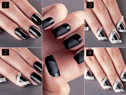 Manicure opaca per unghie corte con smalto gel. Tendenze moda 2020, nuovi design. Una foto