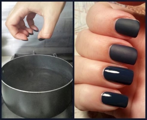 Manicure opaca per unghie corte con smalto gel. Tendenze moda 2020, nuovi design. Una foto