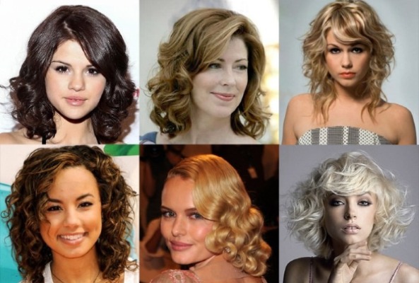 Fashionable hair styling for medium hair with bangs, straight curls and beautiful curls. Step by step instructions with photo