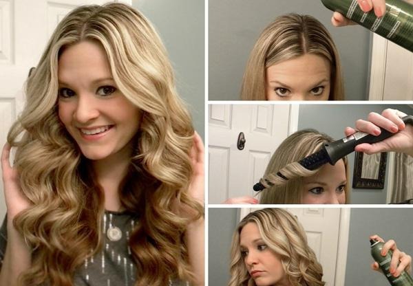 Fashionable hair styling for medium hair with bangs, straight curls and beautiful curls. Step by step instructions with photo