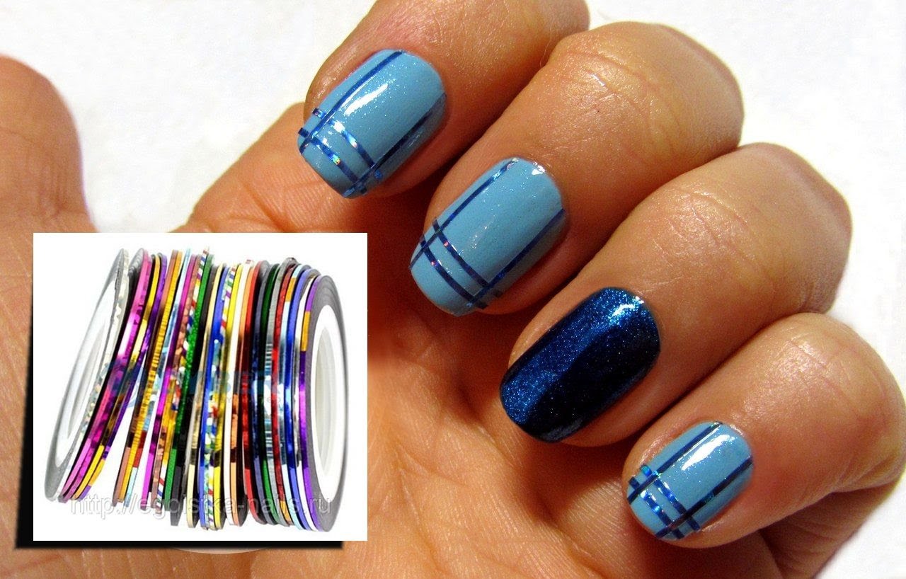 Nail design with tape for short and long nails. Photos, ideas with rhinestones, scotch tape. Master class: how to make a manicure with gel polish