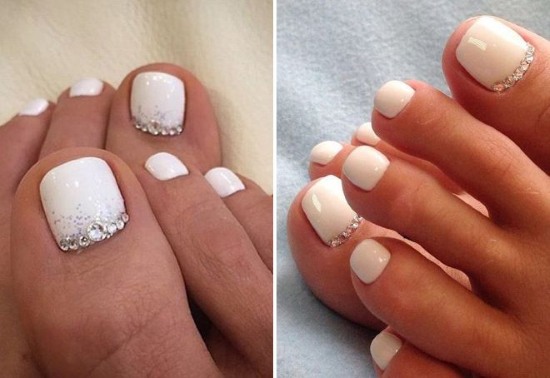 Design with rhinestones on the nails. Photos on the hands, feet, how to properly and beautifully fix the gel with varnish. Ideas and novelties of manicure