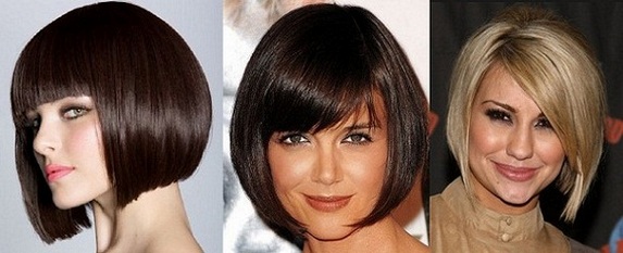 Graduated bob for medium hair. Photo of a bob with bangs, an elongated bob, bob, with volume on the top