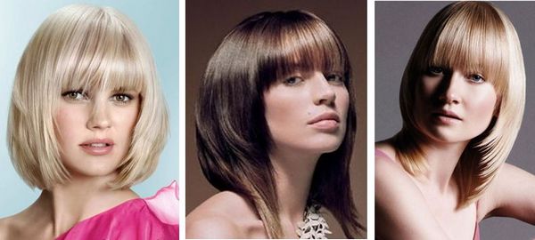 Graduated bob for medium hair. Photo of a bob with bangs, an elongated bob, bob, with volume on the top