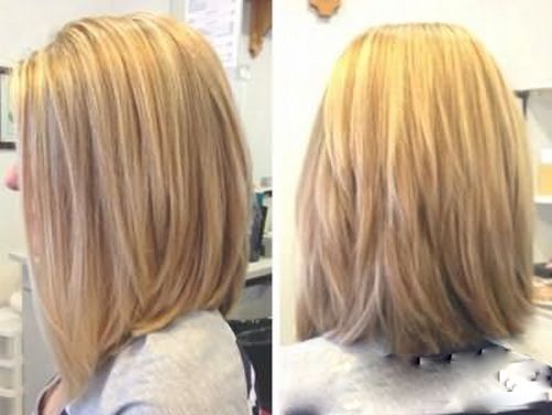 Graduated bob for medium hair. Photo of a bob with bangs, an elongated bob, bob, with volume on the top