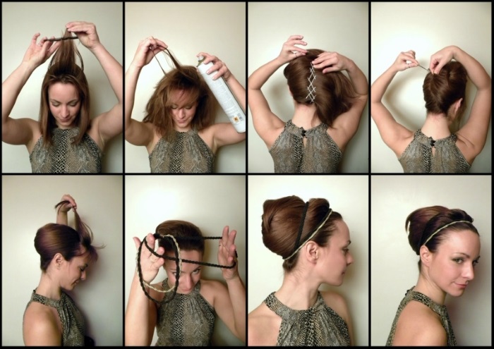 Greek hairstyle for long hair with a bandage. Step by step instructions with photo