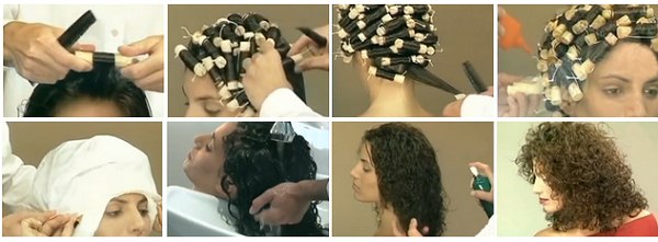 Perm for short hair: large curls, root, wet, light vertical, for hair volume, modern, with and without bangs. A photo