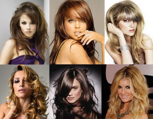 Cascading haircuts for long hair with bangs, no bangs, oval face, photo