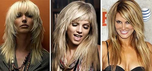 Cascading haircuts for long hair with bangs, no bangs, oval face, photo