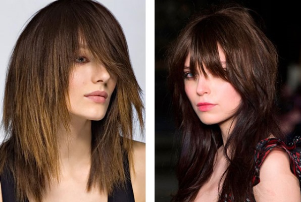 Cascading haircuts for long hair with bangs, no bangs, oval face, photo