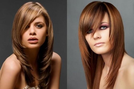 Cascading haircuts for long hair with bangs, no bangs, oval face, photo