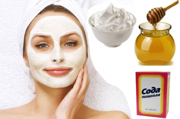 Face mask with baking soda for wrinkles, acne, blackheads, age spots. Recipes and home use