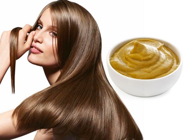 Maschere per la crescita dei capelli con senape. Ricette con zucchero, miele, olio di bardana