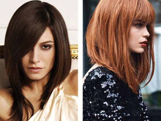 Elongated bob for long and medium hair: even, with elongated front strands, with and without bangs