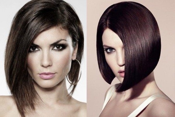 Elongated bob for long and medium hair: even, with elongated front strands, with and without bangs