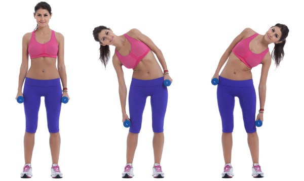 Exercises for slimming the abdomen and sides with dumbbells, a ball, breathing. Video