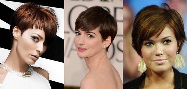 Asymmetric haircuts for women for short hair for a round face, oval, triangular. Photo, front and back views