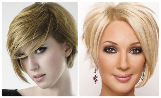 Asymmetric haircuts for women for short hair for a round face, oval, triangular. Photo, front and back views