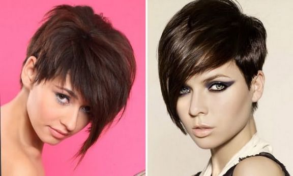 Asymmetric haircuts for women for short hair for a round face, oval, triangular. Photo, front and back views