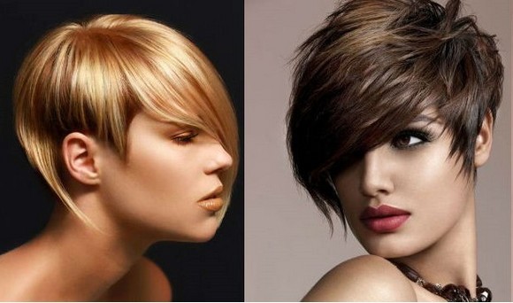 Asymmetric haircuts for women for short hair for a round face, oval, triangular. Photo, front and back views