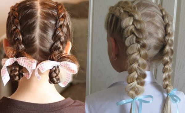 Belle acconciature con capelli corti per ragazze a scuola, all'asilo, semplici in 5 minuti, trecce, istruzioni con foto