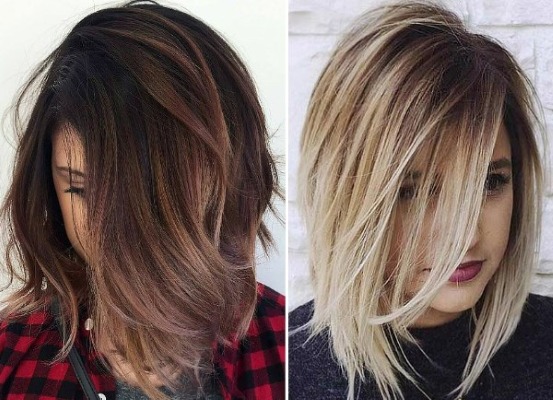 Balayage per capelli biondi di media lunghezza, corti, lunghi, tecnica di tintura con oscuramento, foto