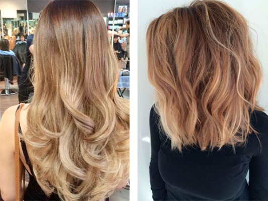 Balayage per capelli biondi di media lunghezza, corti, lunghi, tecnica di tintura con oscuramento, foto