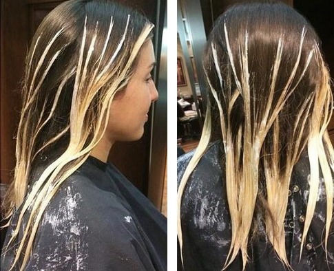 Balayage per capelli biondi di media lunghezza, corti, lunghi, tecnica di tintura con oscuramento, foto