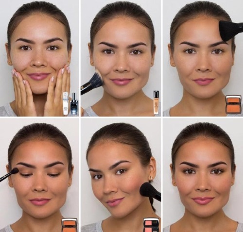 The sequence of applying makeup on the face. Step by step instructions with photos and pictures. Contouring lessons for beginners