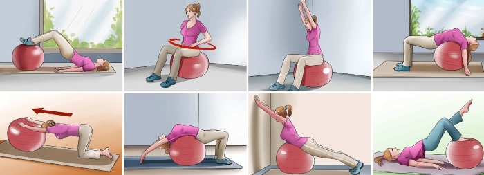 Exercises for the spine on a ball according to Bubnovsky, with osteochondrosis and hernia of the lumbar spine