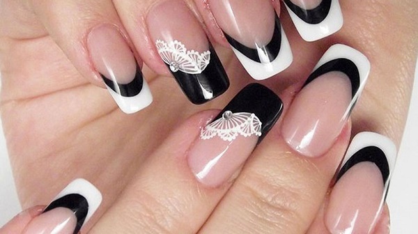 French on nails. Photo 2020, new items: white gel polish with a pattern, spring, autumn, summer, winter designs and ideas