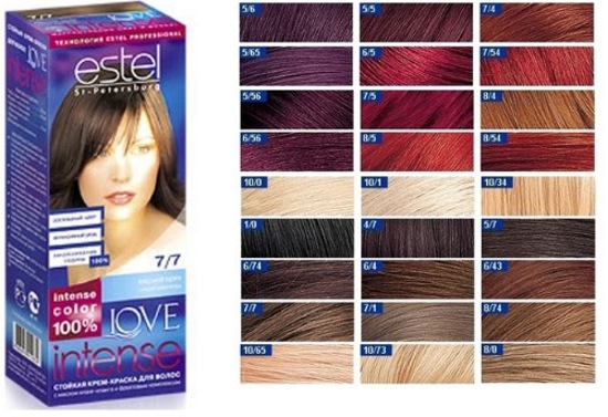 Estelle hair dye: Silver Deluxe palette, Princess Essex, Celebrity, ammonia-free. Instructions for use, reviews