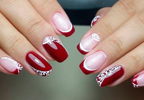 French on the nails. Photo 2020, new items: white gel polish with a pattern, beautiful ombre, gradient, shellac geometry