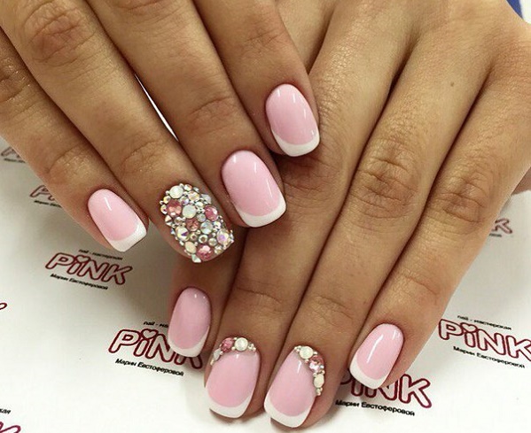 French on the nails. Photo 2020, new items: white gel polish with a pattern, beautiful ombre, gradient, shellac geometry