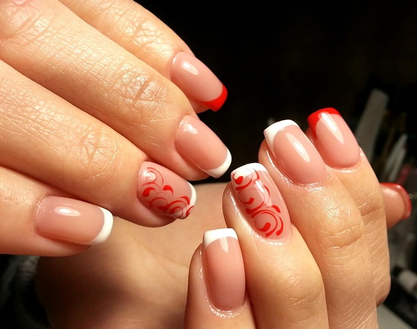 French on the nails. Photo 2020, new items: white gel polish with a pattern, beautiful ombre, gradient, shellac geometry