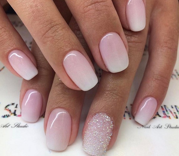 French on the nails.Photo 2020, new items: white gel polish with a pattern, beautiful ombre, gradient, shellac geometry