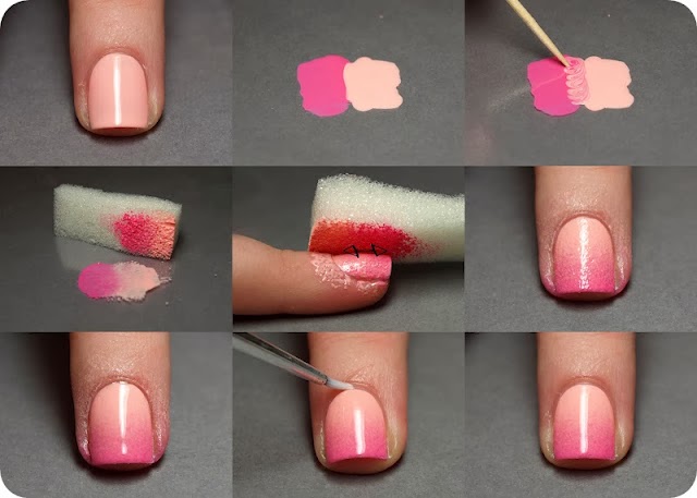 How to apply powder to gel polish. Step by step instructions correctly using a sponge, acrylic. A photo