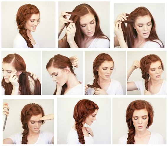 How to braid a braid with ribbon, kanekalon, pencil, loose hair, waterfall, fish tail, around the head. Photo, step-by-step instructions for beginners